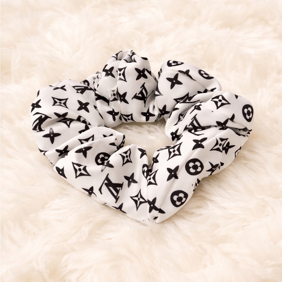 Louis Vuitton Black & White Monogram Hair Scrunchie